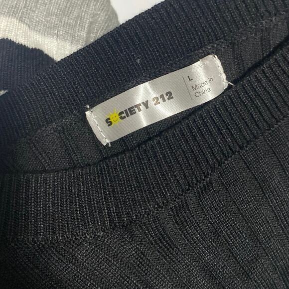 Society 212  Ribbed Long Sleeve Shirt Top Sz Large y2k 2000s 90s Stretch Ruffle - Picture 3 of 7